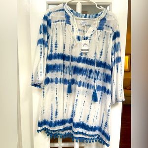 Mud Pie Blue and White Bathingsuit cover up tunic. New with tags.